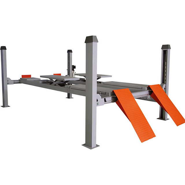 汽车载重四柱平板升降平台全自动四轮定位四柱式垂直举升机