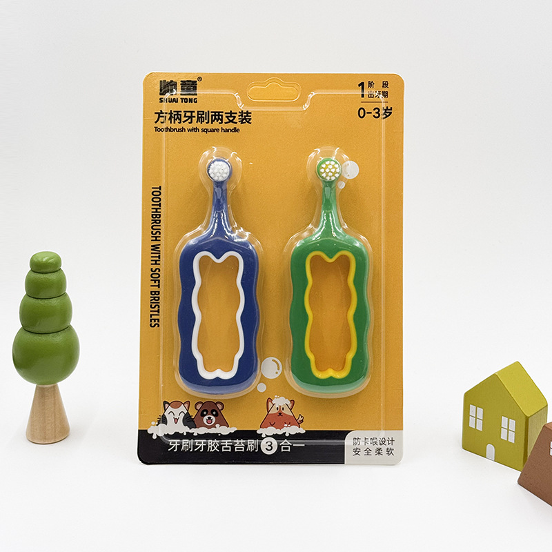 Mango de montaje en tarjeta chino, cepillo de dientes de cerdas suaves, cepillo de dientes para niños, boca de cerdas suaves para bebés de 1 a 6 años