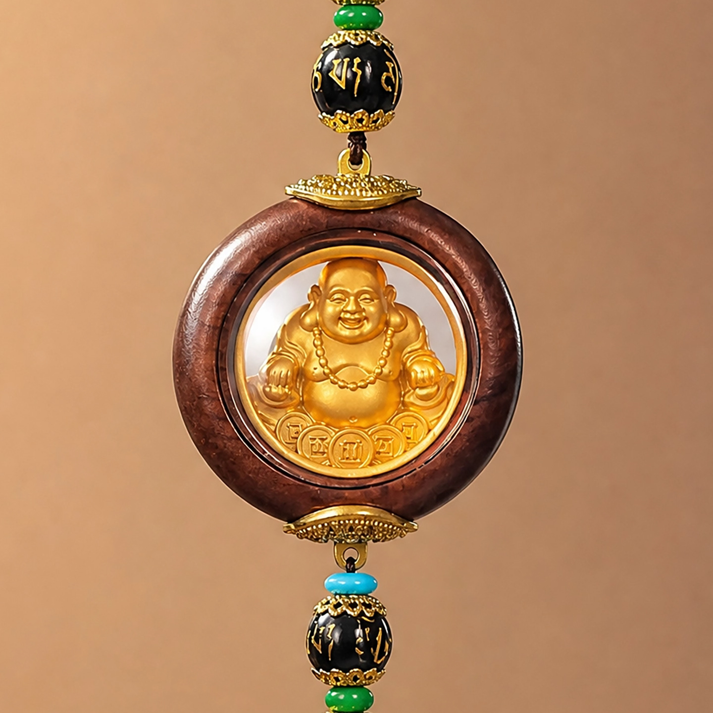 Popular Rosewood Car Pendant Featuring Chairman Mao's Portrait, Suitable for Hanging in the Car or on the Rearview Mirror as a Decorative Ornament