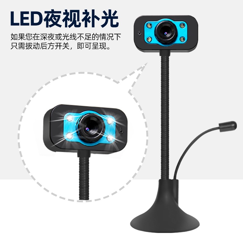 Computer Camera with High Definition 480P and Microphone, Cross-Border Exclusive for Online Courses, Live Streaming, Video Conference Certification, Wholesale