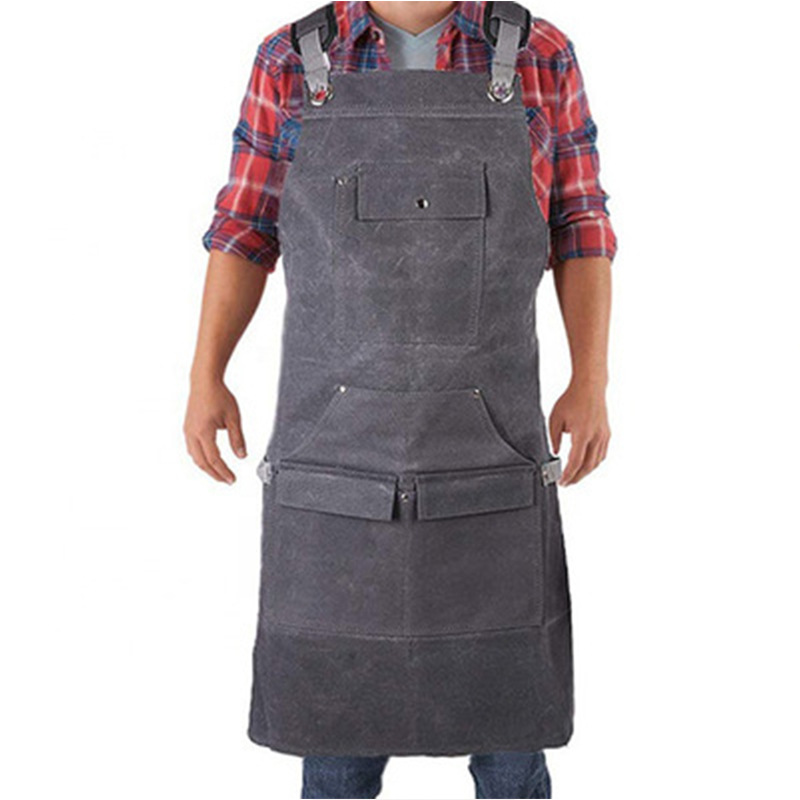 Amazon grueso lona delantal logotipo personalizado peluquero horneado té con leche tienda cafetería mono delantal al por mayor