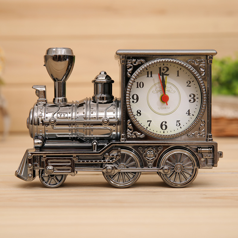 Home Daily Use Retro New Style Train Fashionable Personalized Creative Alarm Student Bedside Clock Ornament_voghion.com
