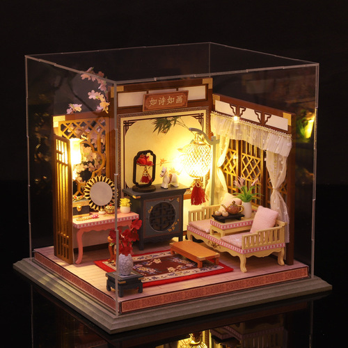 Manufacturer wholesale JiaTe DIY house, chess and calligraphy series, building handmade model, doll house Christmas gift 