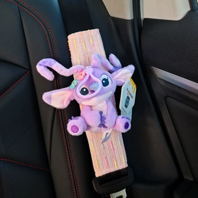 New Stitch Doll Car Seat belt shoulder pad - angel-lavender-candy-pink-shoulder-cover