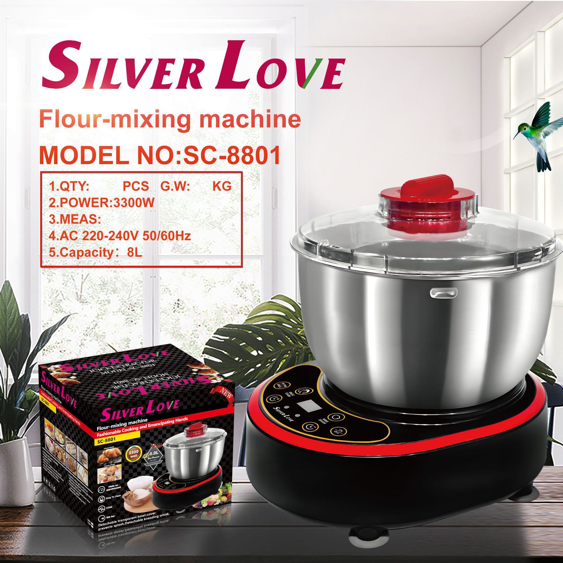 SILVER LOVE, máquina de masa eléctrica doméstica, máquina de masa inteligente y automática