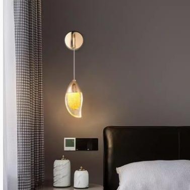 Luz libre de arte2023 cabezal de cama lámpara de pared de cableado de pared personalidad de red dormitorio mango ligero creativo de lujo alto cristal rojo