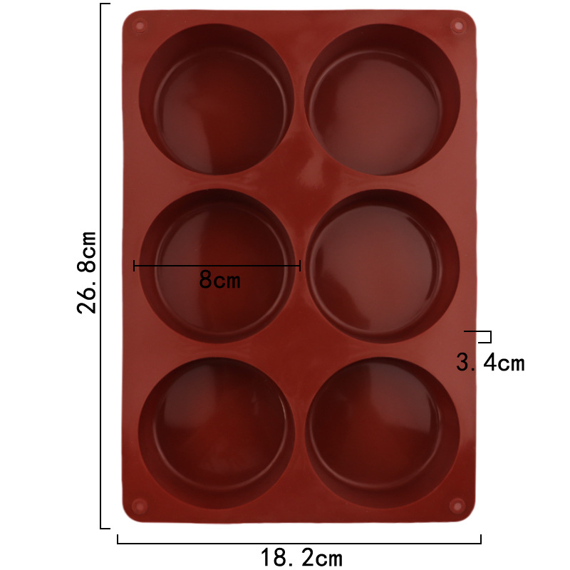 Molde de silicona de seis grandes cilindros para pastel, jabón artesanal o chocolate, venta al por mayor