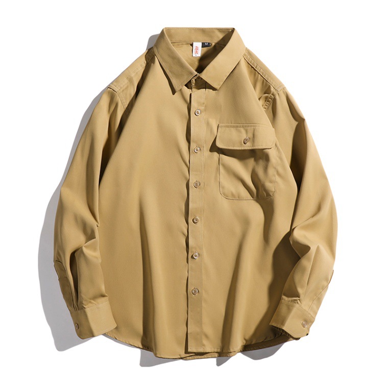 European Style Workwear For Men, Spring And Autumn New Loose Fit Casual Solid Color Shirt Jacket Trendy_viptrois.com