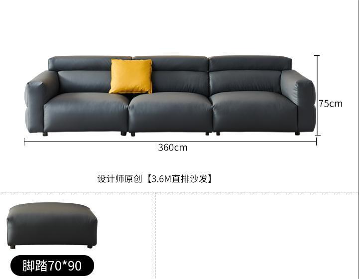 Italiano pequeño sofá de cuero de vaca negro primera capa de piel de vaca sala de estar minimalista pequeño apartamento abajo sofá de cuero negro combinación image 14