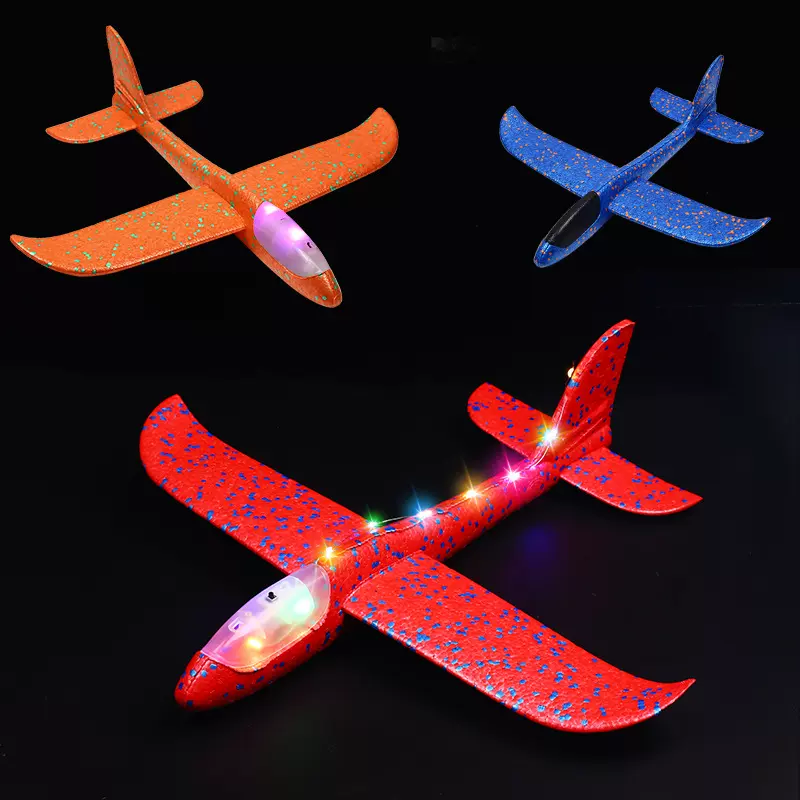 49cm大号泡沫飞机发光玩具手抛飞机航模儿童滑翔机活动地推礼品节