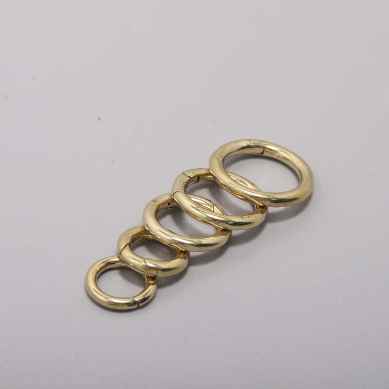 真鍮ラウンドスプリングバックル純銅リング可動オープンスプリングコイル diy ハードウェア女性のバッグアクセサリーキーホルダー|undefined