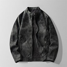 2024新款适合二开加绒轻熟风机车皮衣外套男秋冬韩版西装领休闲pu