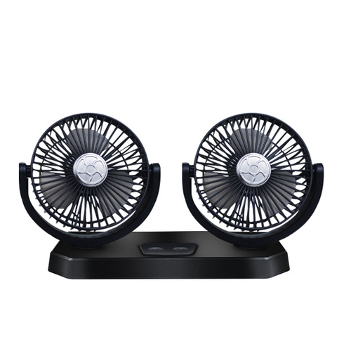 Car-mounted fan, drop shipping one piece, 12/24V cigarette lighter suction cup backrest clip, dual-headed household car USB fan
