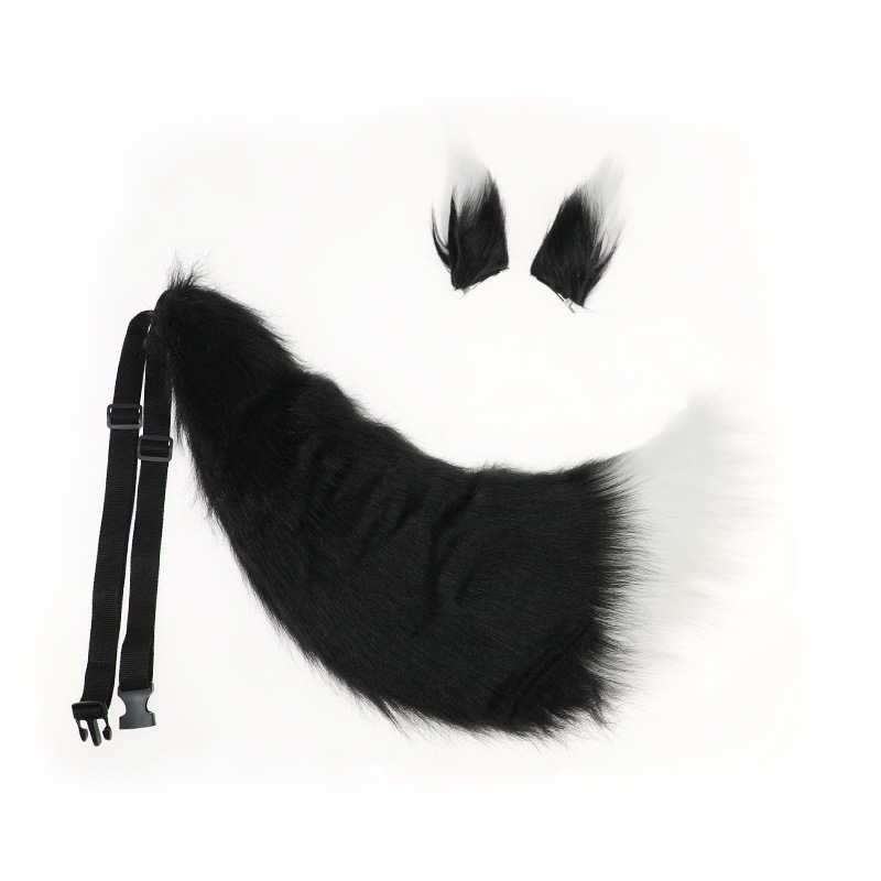 Entrega de una sola pieza grande hecho a mano bestia oreja bestia cola de peluche Cosplay accesorios de joyería cola de zorro accesorios de cola de lobo