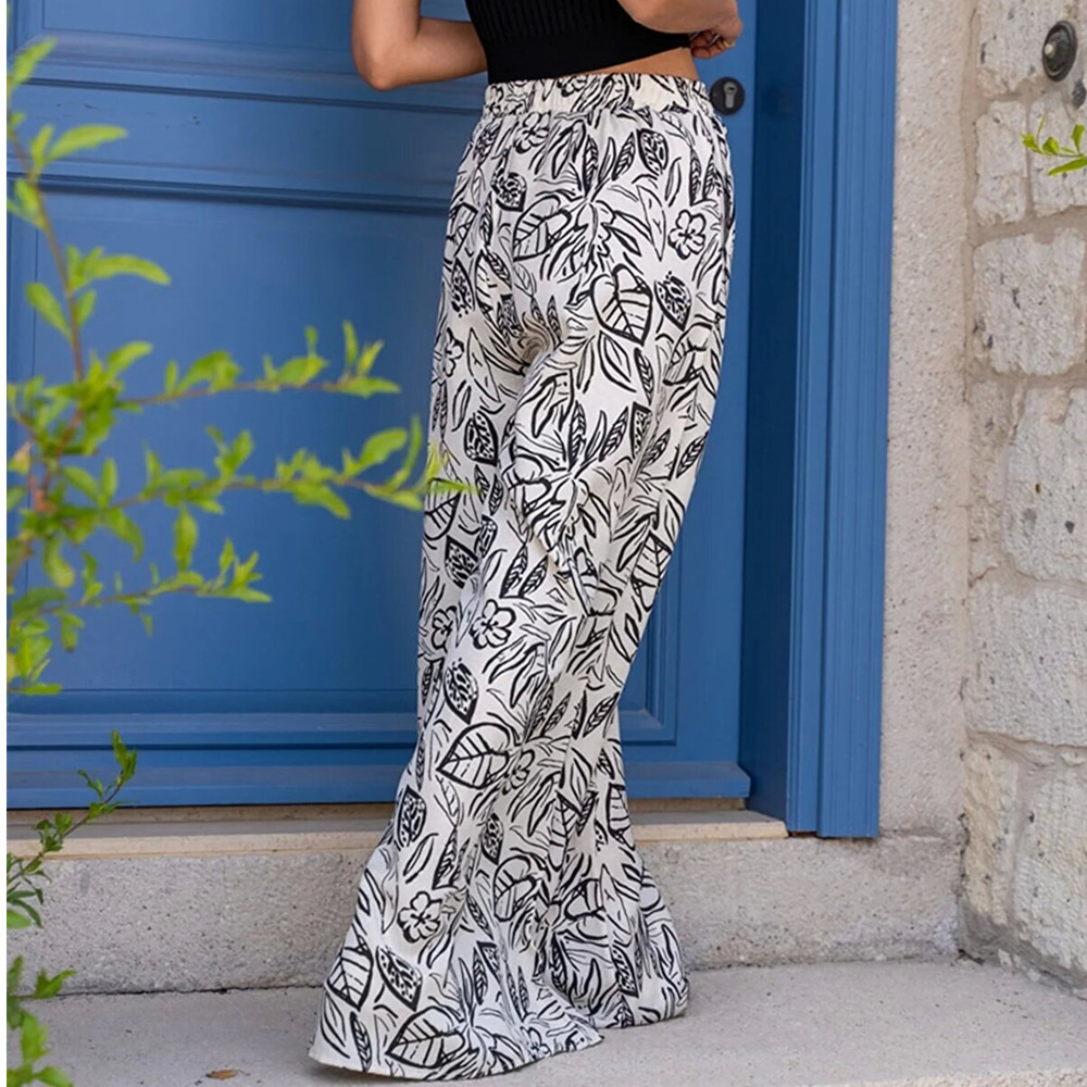 Women's Daily Street Casual Leaf Full Length Printing Wide Leg Pants display picture 7