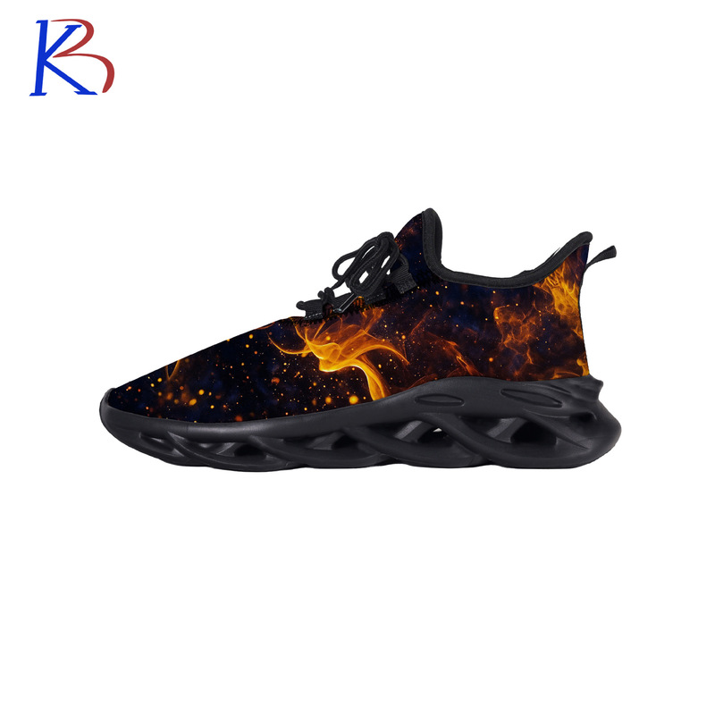 Cross-Border Blade Flame Tie-Dye Men's Walking Non-Slip Sneakers Men's Breathable Running Shoes Comfortable Casual Print