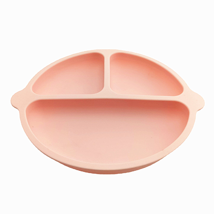 Placa de silicona de grado alimenticio tres ventosas reforzadas compartimento para niños plato de silicona plato de suplemento de alimentos infantiles en stock