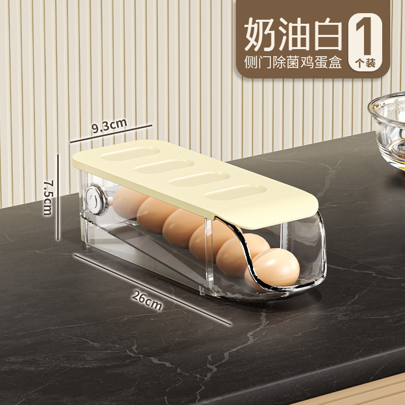 Caja de almacenamiento de huevos de una sola fila laminación superposición de múltiples capas refrigerador creativo puerta lateral de almacenamiento y organización artefacto