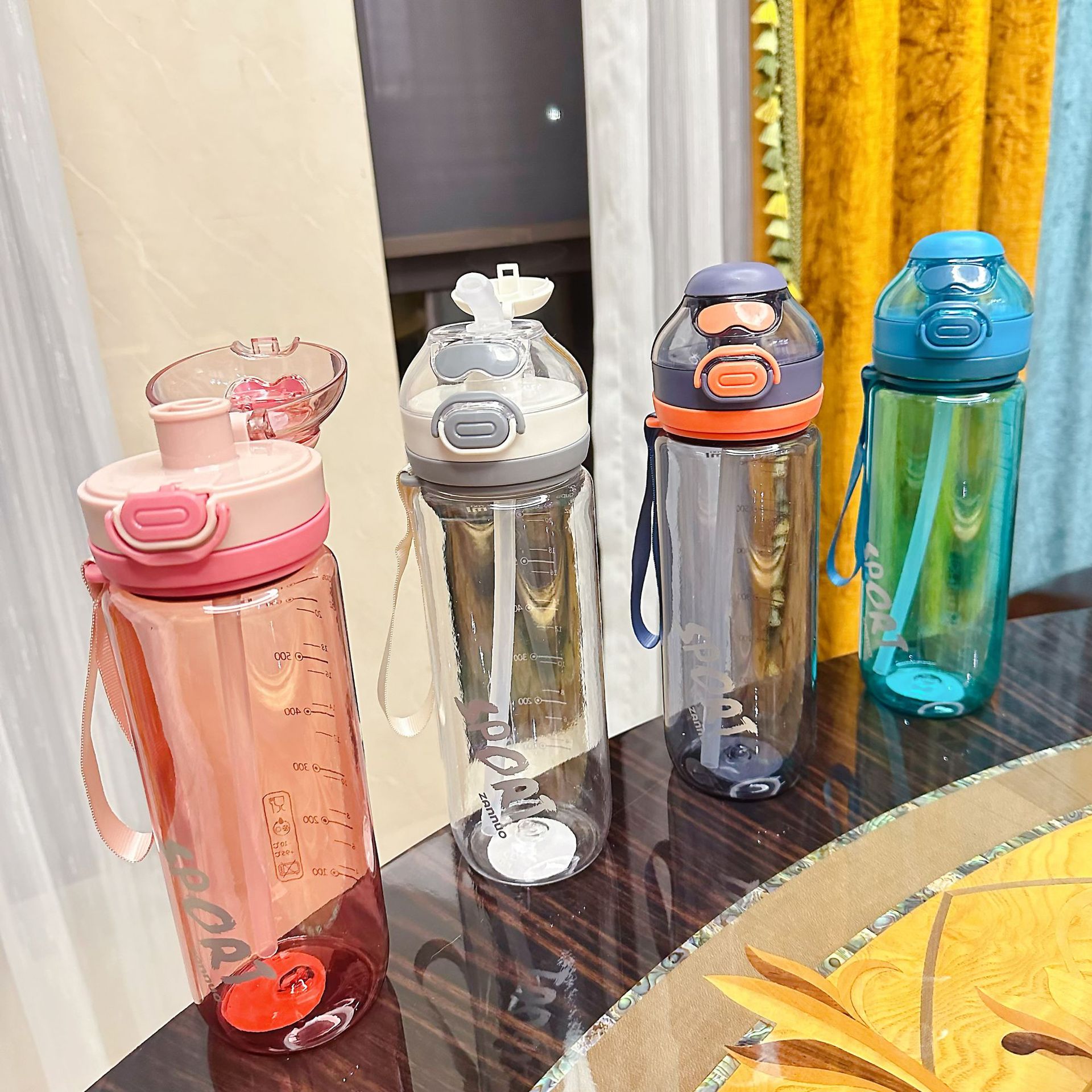 Selia nuevo tipo de taza de agua deportiva de dos bebidas botón de paja taza espacial