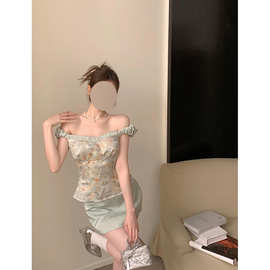 韩系甜美减龄套装女条纹撞色海军领修身上衣高腰半身裙长裙两件套