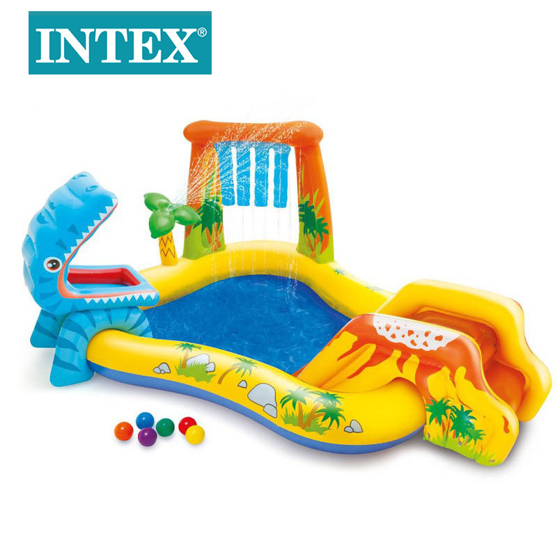 INTEX57444 Dinosaur Volcano Slide Swimming Pool Inflatable Paddling Pool Baby Sand Ocean Ball Pool Wholesale