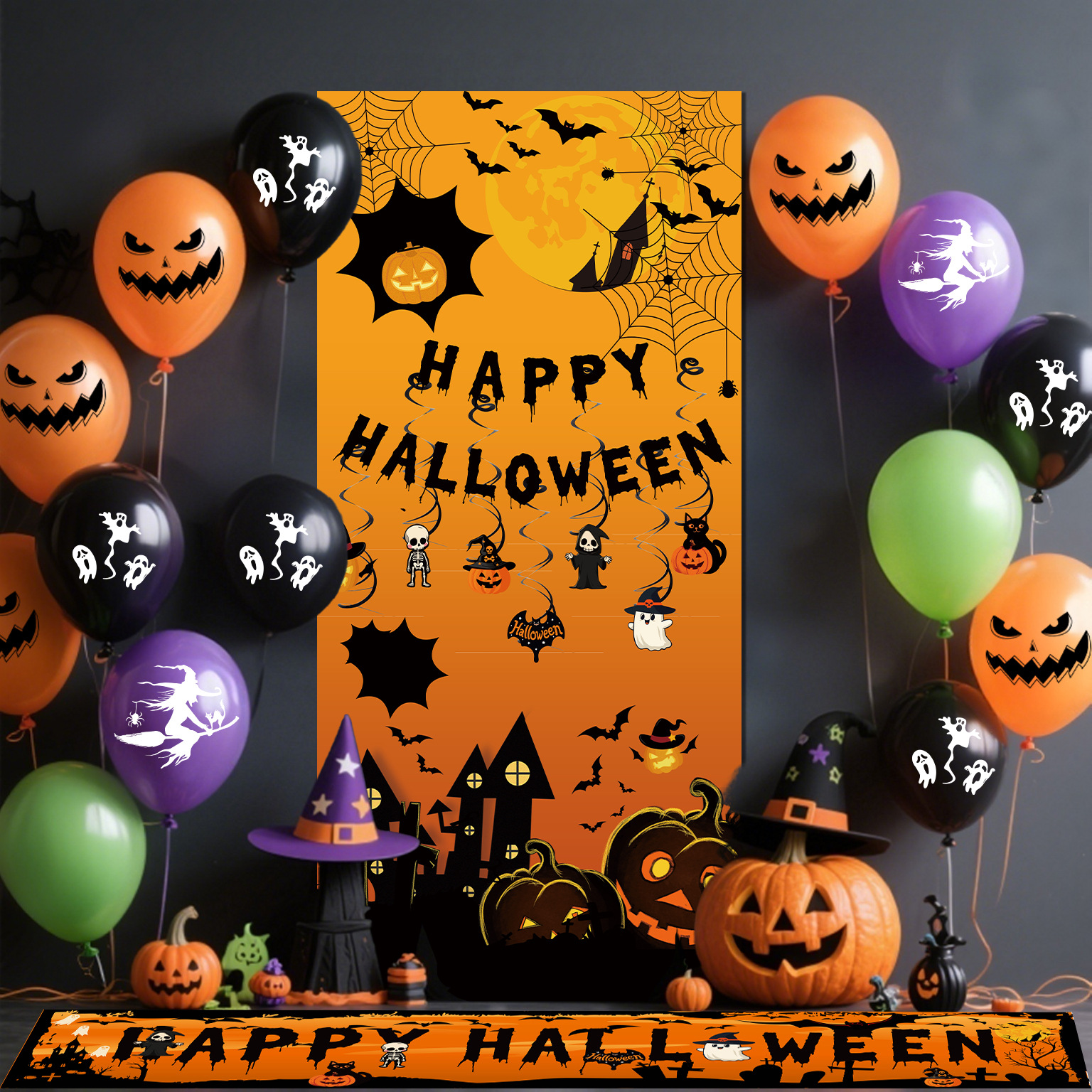 Globos de Látex Estampados de Halloween de 12 Pulgadas de Látex para Fiestas