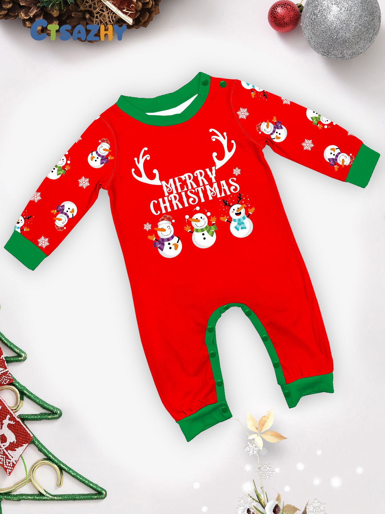 Božićni snjegović Pahuljica slova Božićno obiteljsko odijelo s otiskom kućne odjeće za spavanje_voghion.com