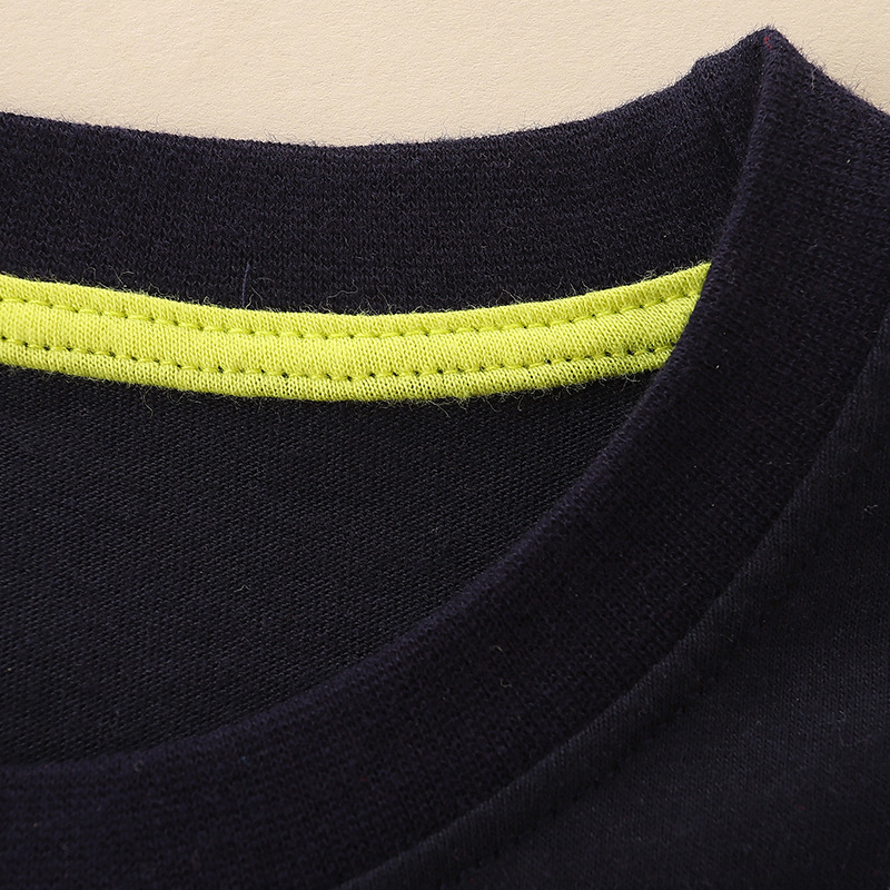 Camiseta de manga larga para niños de algodón europeo y americano otoño nueva tendenciayy astronauta planeta estampado top luminoso para niños