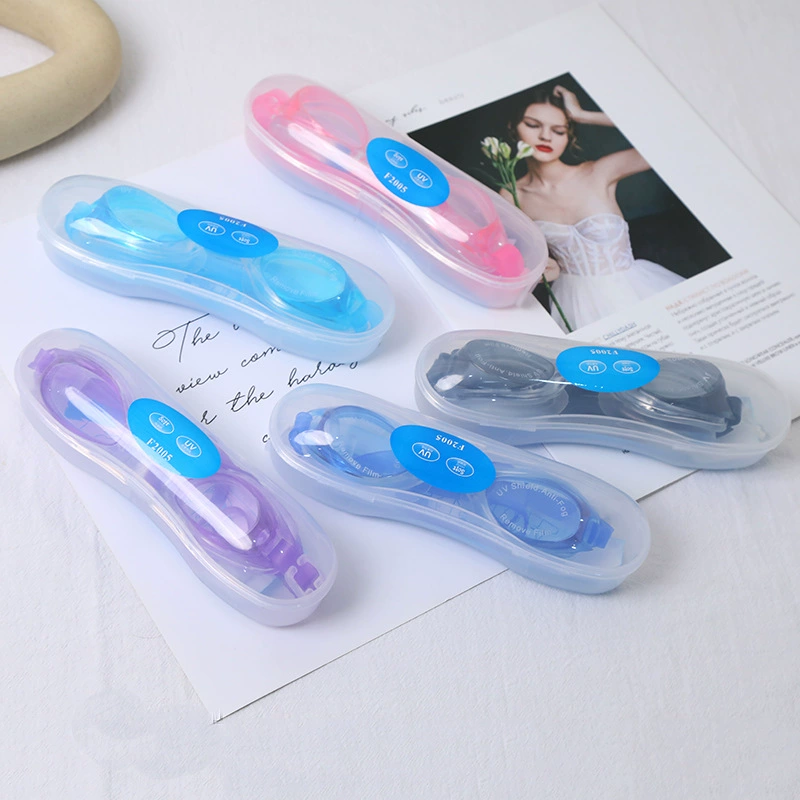 Летние Детские Водонепроницаемые плавательные очки высокой четкости в штучной упаковке, встроенные плоские плавательные очки для бассейна, ПВХ материал с берушами