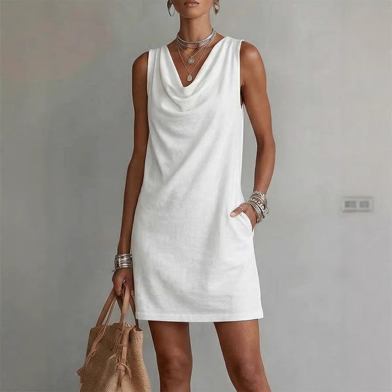 2026 New European and American Cross-Border Amazon Independent Site Slim-Fit Sleeveless Swing-Neck Dress 2026 New European and American Cross-Border Amazon Independent Site Slim-Fit Sleeveless Swing-Neck Dress