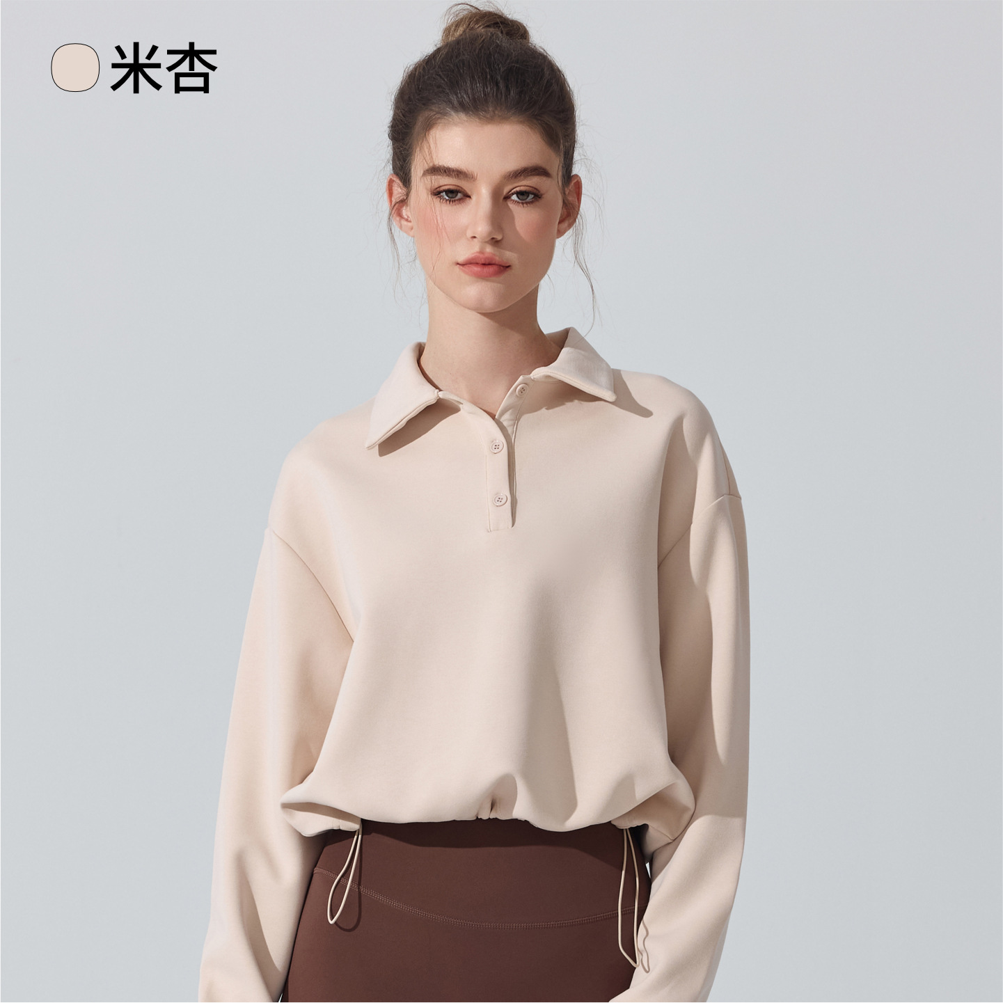 Europa y los Estados Unidos cross-border polo camiseta de invierno de otoño correr ropa deportiva de fitness overhead casual versátil ropa de yoga de mangas largas mujeres