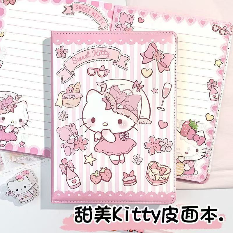 可爱卡通A5三丽鸥横线彩页笔记本高颜值皮质日记本记事本kitty猫|undefined