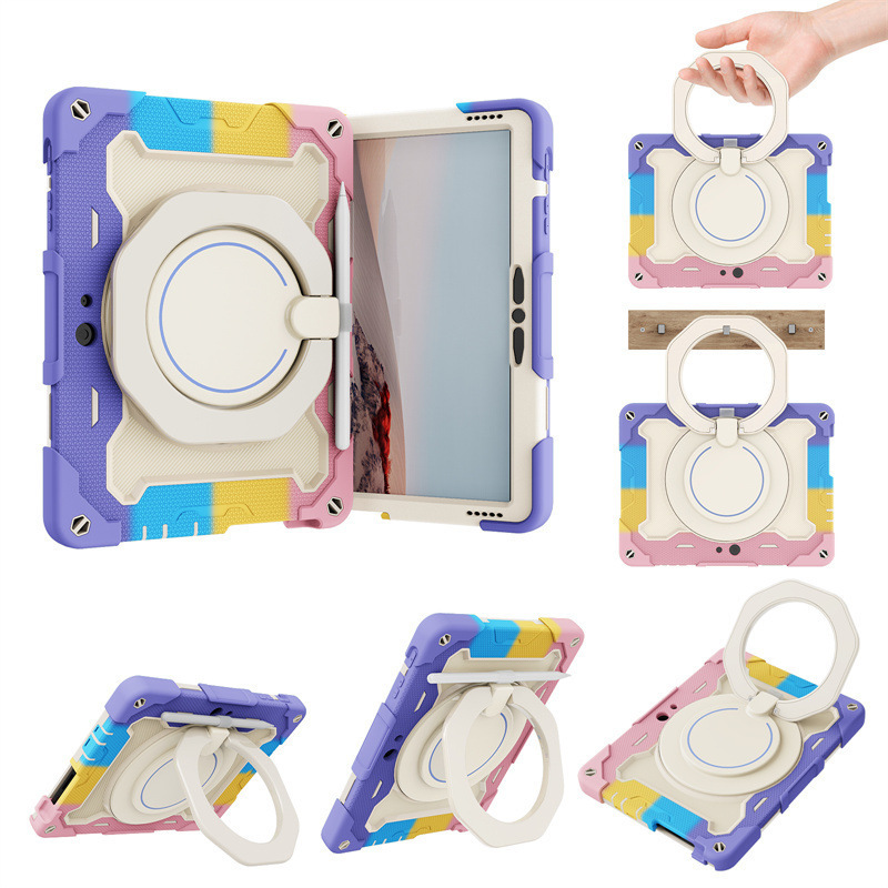 Applicable to Microsoft Surface Go2 colorful silicone drop-resistant tablet case bracelet portable rotating bracket protective shell