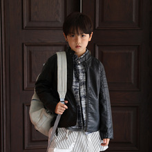 童装儿童皮衣机车外套欧美2025春秋新款中小童男童加绒宝宝皮夹克