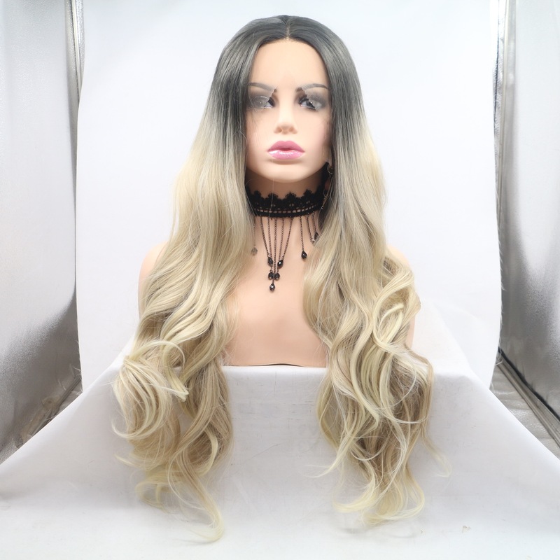 Qingdao Sylvia Daily Whole High Temperature Silk Chemical Fiber Wig Gradient Color Front Lace Free Split Long Curly Hair Qingdao Sylvia Daily Whole High Temperature Silk Chemical Fiber Wig Gradient Color Front Lace Free Split Long Curly Hair