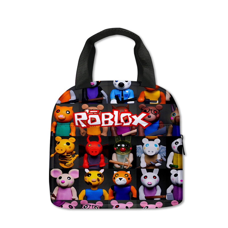 3D 新しい Roblox ROBLOX ランチバッグ小学生ランチボックスバッグ diy アイスバッグポリエステルプリント食事バッグ|undefined