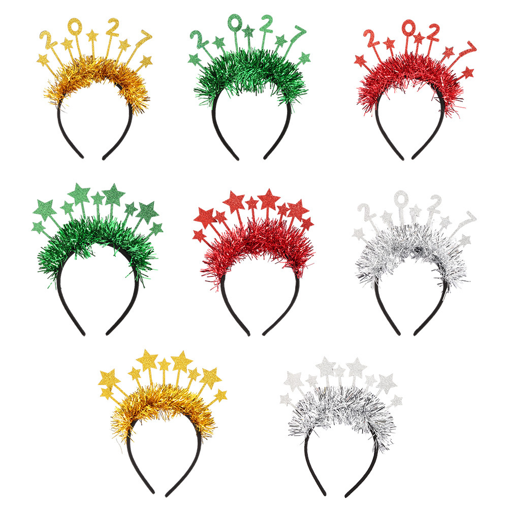 2027 Año Nuevo cabeza de Navidad decoración estrella de color bandas de cabello eventos de Año Nuevo número de pentacazos cabeza