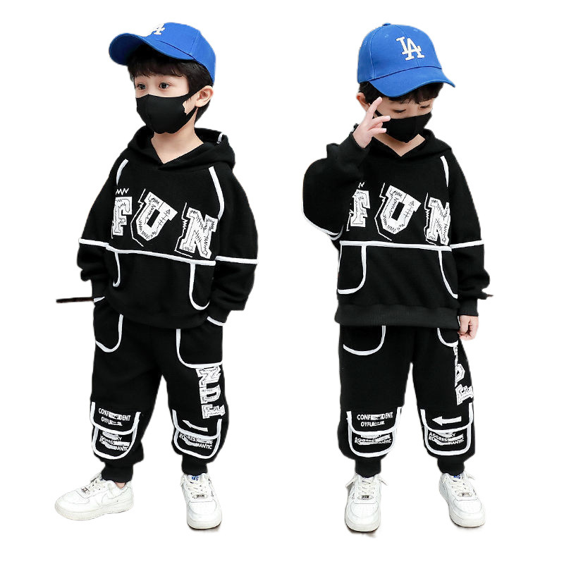 소년 얇은 프라이드 스트리트 패션 어린이 남성 잘 생긴 유행 2024 새로운 봄과 가을 스포츠 레저 세트 스타일