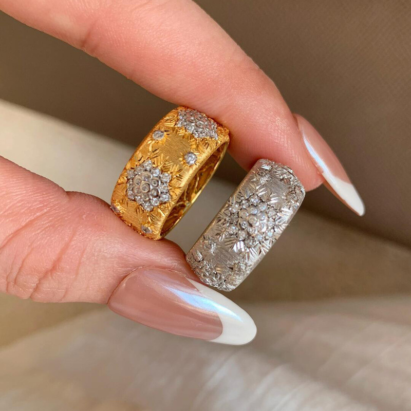 Xiaohongshu's Same Style Kaleidoscope Brushed Zircon Open Ring Women's Niche Design Fashion Accessible Luxury Retro Hand Jewelry Xiaohongshu's Same Style Kaleidoscope Brushed Zircon Open Ring Women's Niche Design Fashion Accessible Luxury Retro Hand Jewelry