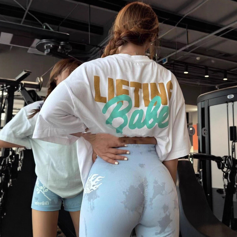 Summer Fitness Casual T-Shirt for Muscular Girls, Super White and Loose, Summer Round Neck New Simple Short-Sleeved Tops for Women Summer Fitness Casual T-Shirt for Muscular Girls, Super White and Loose, Summer Round Neck New Simple Short-Sleeved Tops for Women