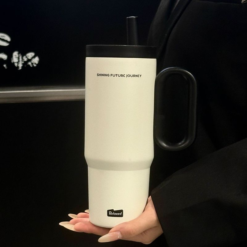 新しいアイスバーカップ、見栄えの良い316ステンレス鋼魔法瓶カップ、ハンドル付き保冷カップ、茶水分離カップ、ストローカップ|undefined