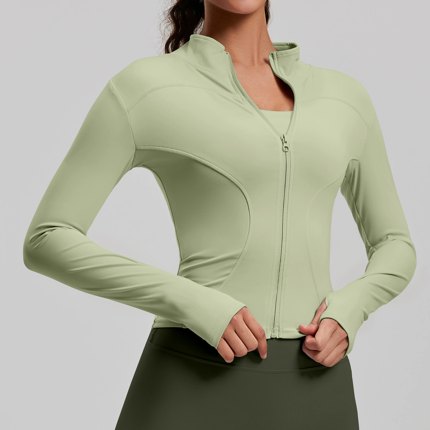 Дышащая йога-куртка — Slim-Fit с длинным рукавом для зала и бега, европейский стиль, размеры S–XXXL