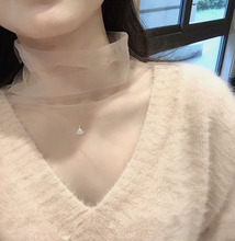 超仙雪纺打底衫2023新款秋冬季韩版高领内搭小衫网纱上衣女