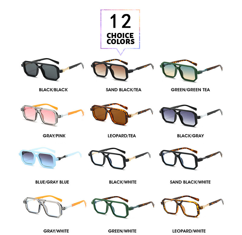 65g Weight Full Frame Glasses Structure Sunglasses Classification PC, UV400 Protection Lens Material Square Glasses Style Outdoor, Travel Occasion Square Pattern All Seasons Season Unisex Gender Basic, Hawaiian, Tropical Style Basic Hawaiian Tropical Square PC UV400 Protection Square Full Frame Women's Sunglasses 3