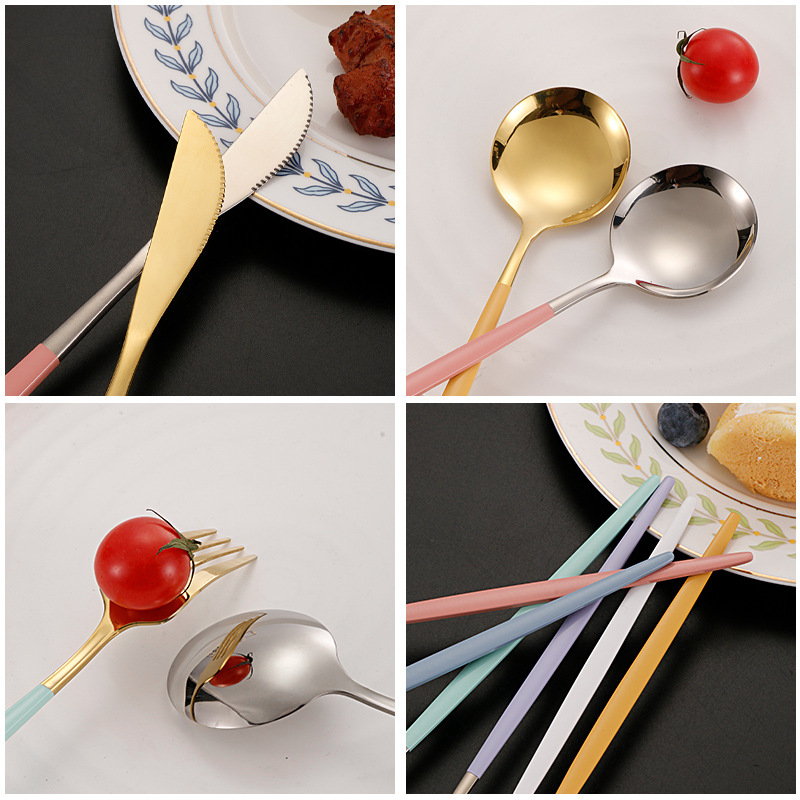 Cuchilleras de acero inoxidable transfronterizas cuchilleras de filete y tenedor cuchara de postre cuchara de hielo cuchara de mango largo cuchara de cubierta portuguesa cuchilleras y tenedor de cubierta