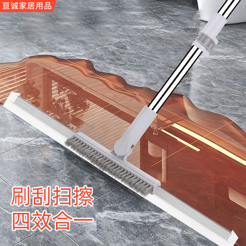 Household Bathroom Wiper Bathroom Sweeping Silicone Floor Scraper Magic Broom Retractable Toilet Cleaning Broom