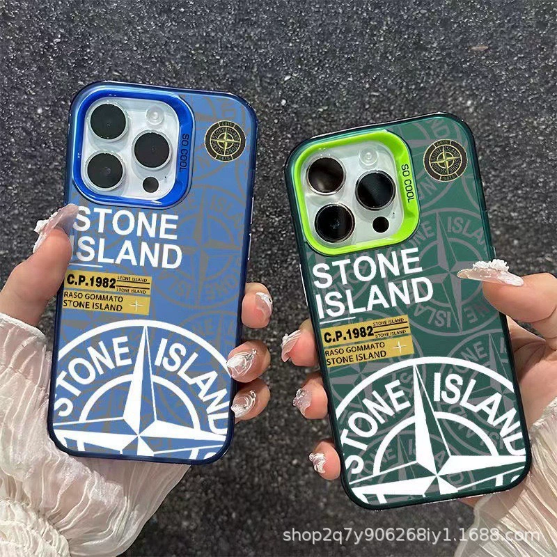 Кейс для Stones Island совместимый с Apple 15, цвет серебристый iPhone14pro, креативный 13/11promax, матовый 16, защитный чехол