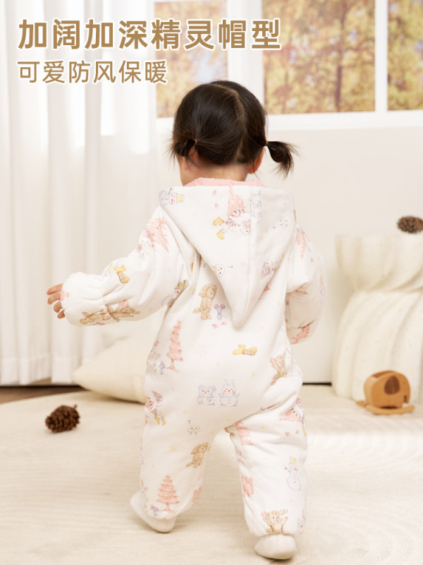 安旦婴幼儿夹棉连体衣新生儿宝宝衣服秋冬外出连身衣童装儿童爬服|undefined