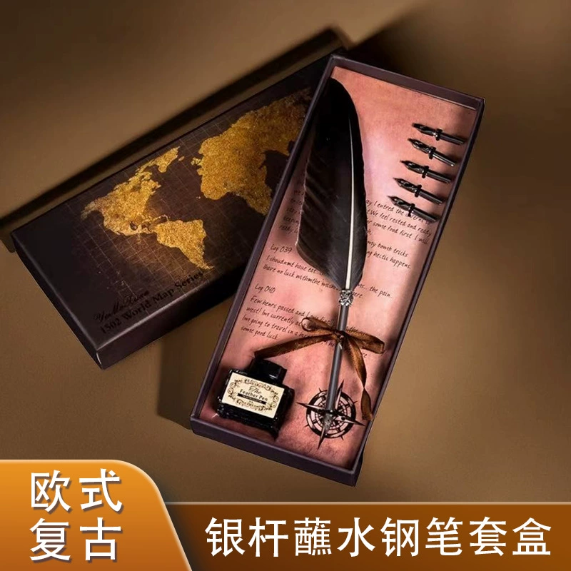 Европейский ретро кленовый лист, серебряный стержень, перьевая ручка, ручка для бизнеса, студента, выпускника, подарок на день, акция