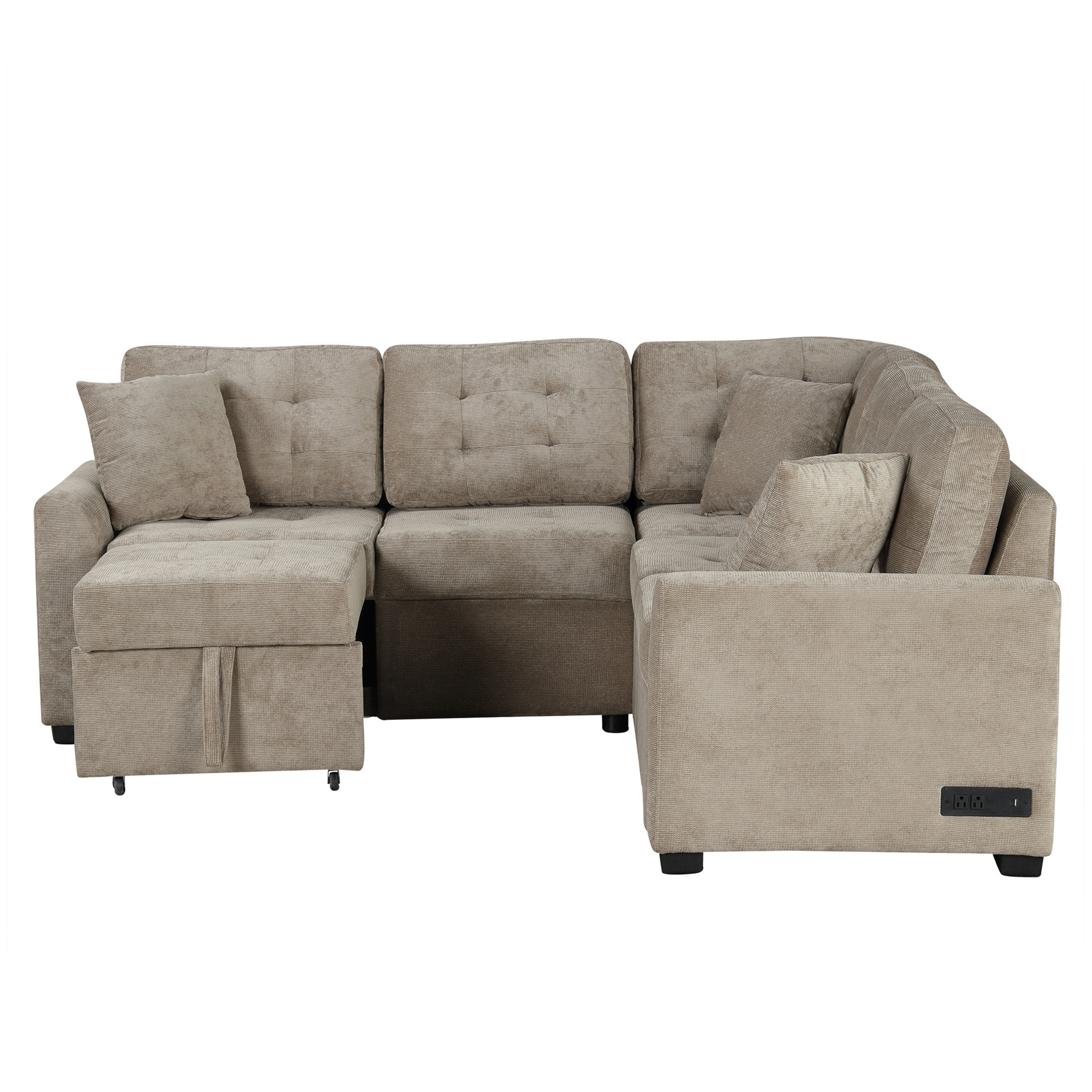 Con esquina de almacenamiento combinación europea moderna comercio exterior norteamericano beige gran sofá cama de sala de estar sofá cama en forma de U Amazon